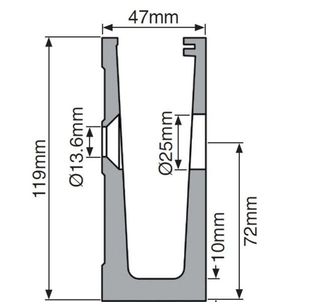 2.5m Silver Slim Balustrade Channel System SIDE FIX
